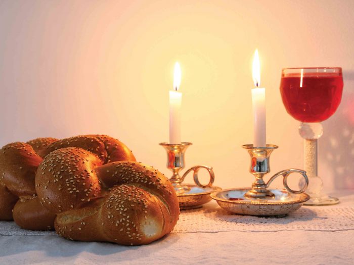 challah and shabbat candles