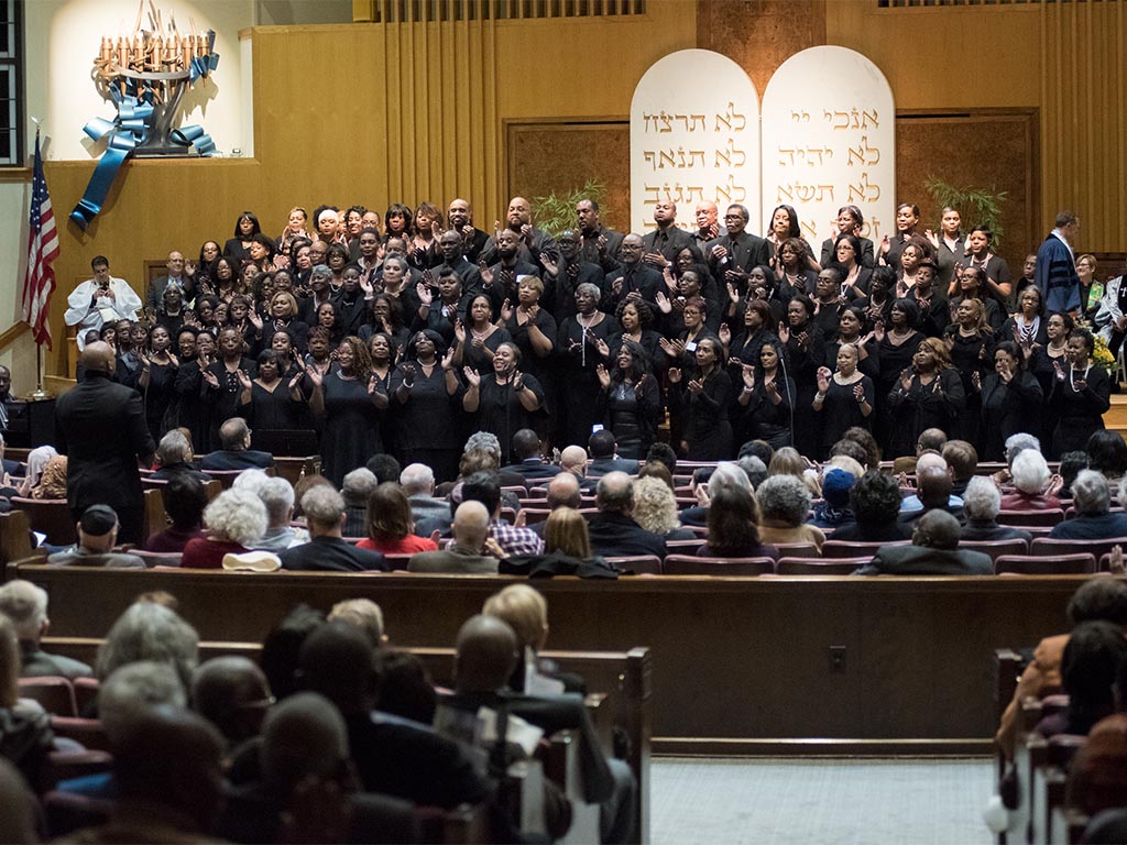 large choir on the bimah at WHC