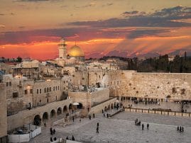 old city/Western Wall at sunset