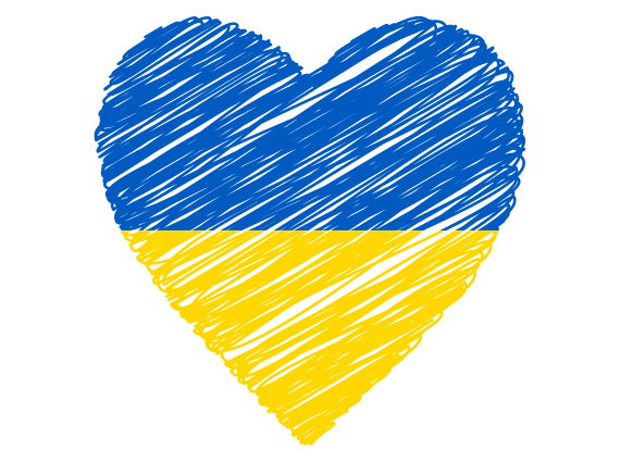 heart shape colored with Ukraine flag colors