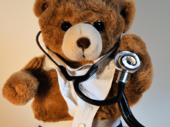 teddy bear wearing a stethoscope
