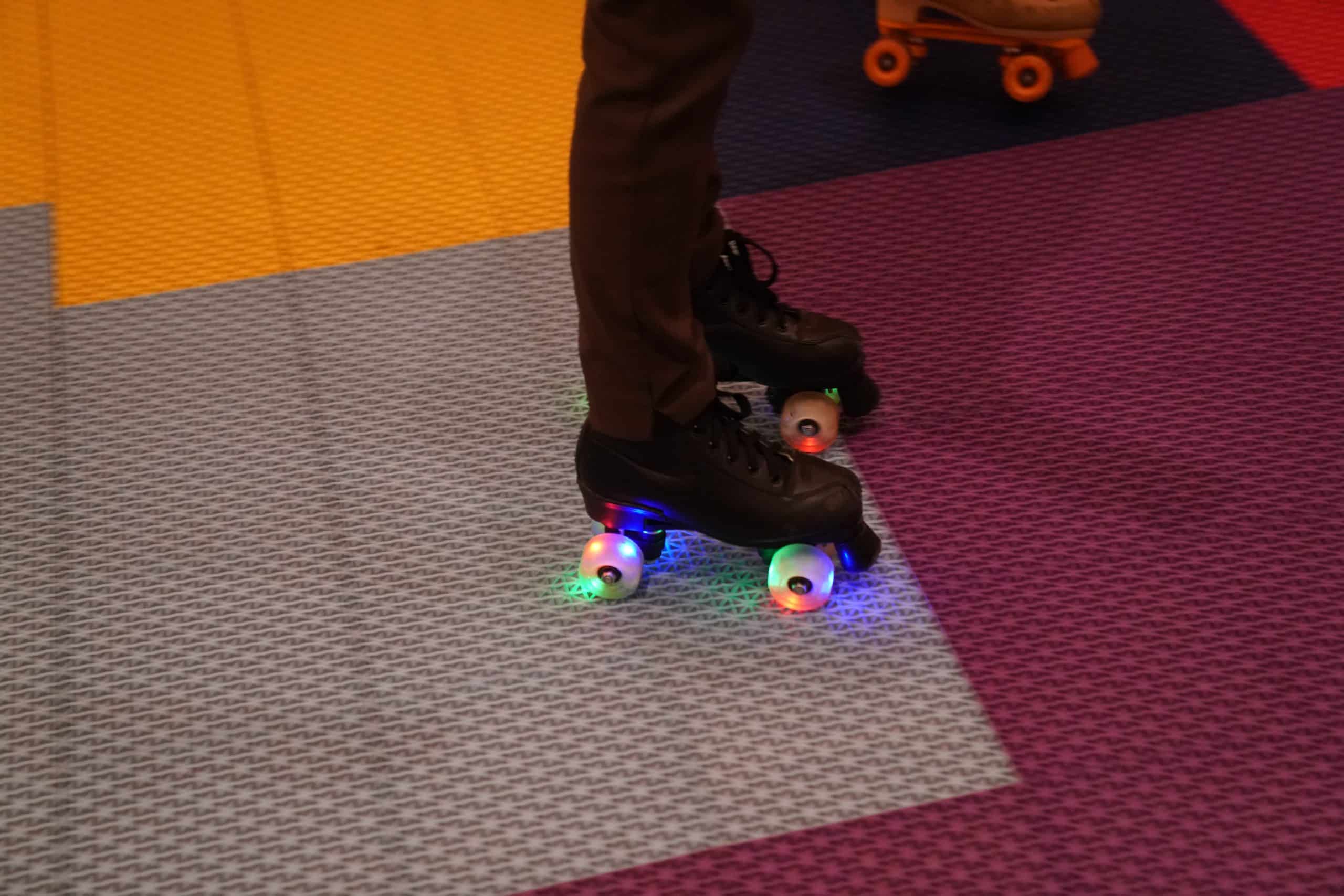 Roller skates with LED light-up wheels