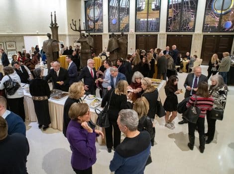 Crowd of people in the Kreeger Lobby