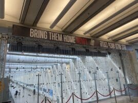 "Bring them home" sign in Ben Gurion Airport