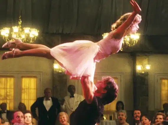 movie still of lift scene from Dirty Dancing