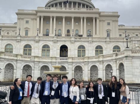 WHC teens in front of the Capitol building during the L'Taken retreat